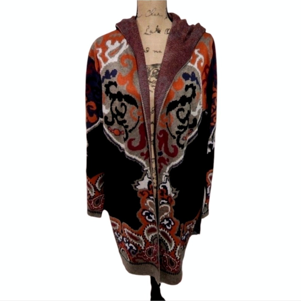 MaxSport floral Midi hooded heavyweight duster‎ cardigan coatigan plus 2X New